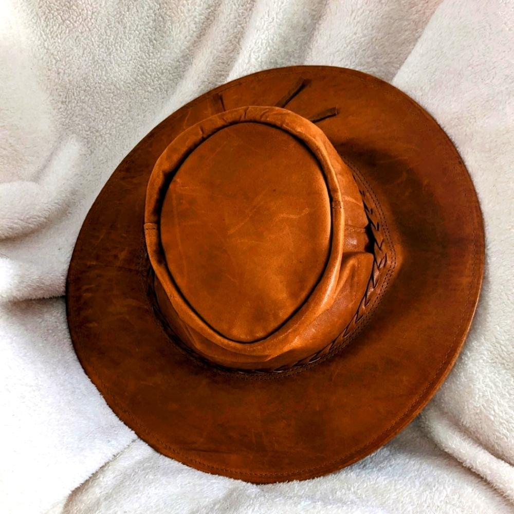 Jackaroo Leather Australian Hat Camel Brown Boho Festival Size XL